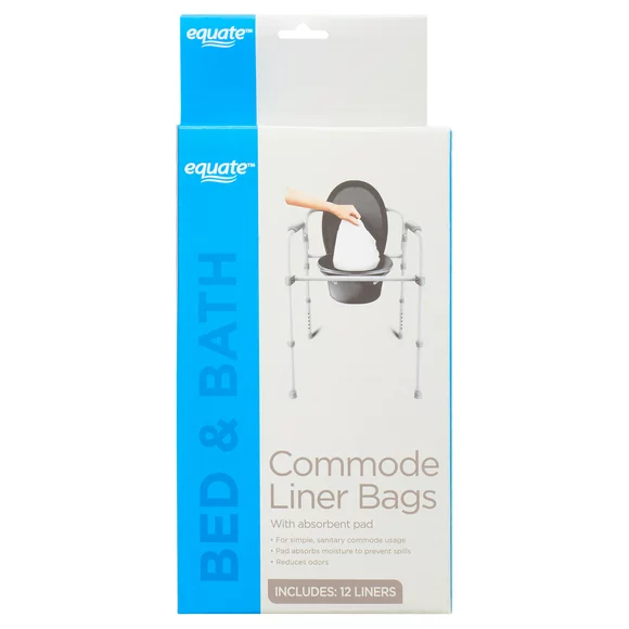 Equate Commode Liner Bags with Absorbent Pad, 12 Count