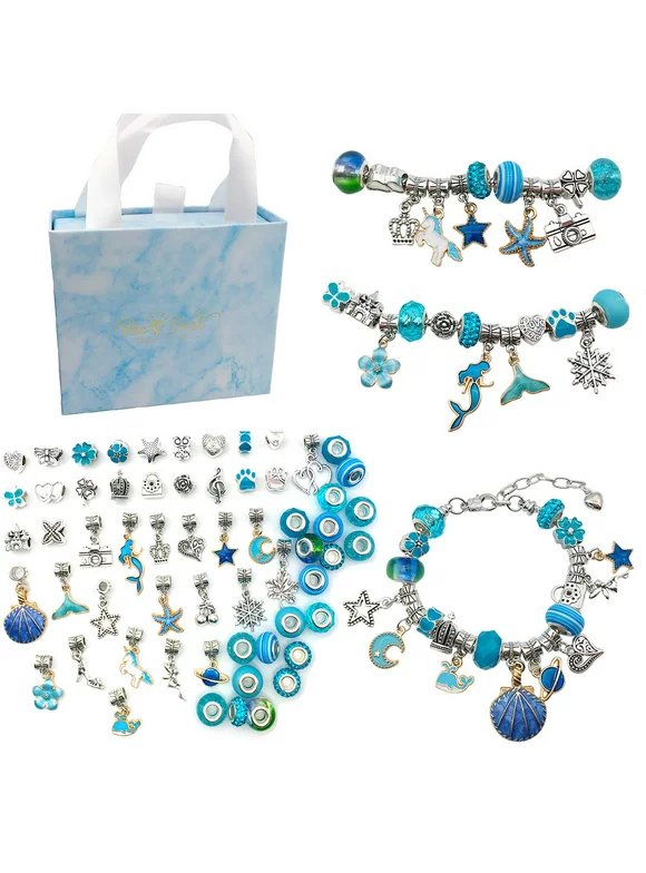 Arts and Crafts for Kids,Beads Bracelets Jewelry Making Kit for Girls 8-12 Years (Blue)