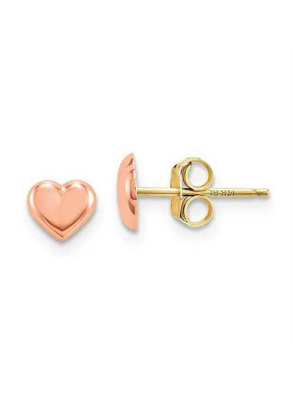 Madi K SE1731 14K Rose Gold Heart Post Earrings