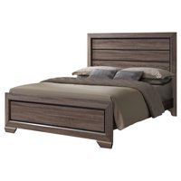 Jardena Panel Bed, Queen, Brown Wood, Modern (Headboard, Footboard, Rails, Slats)