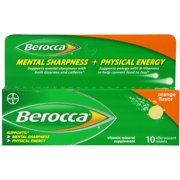 4 Pack - Berocca Orange Flavor Vitamin Mineral Supplement Effervescent Tablets, 10 ea