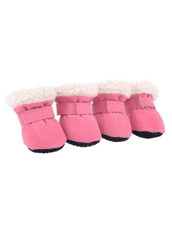 4pcs/set Super Warm Pet Dog Cat Shoes Dog Boots Winter Puppy Cat Rain Snow Booties Footwear for Small Dogs Chihuahua Non-slip