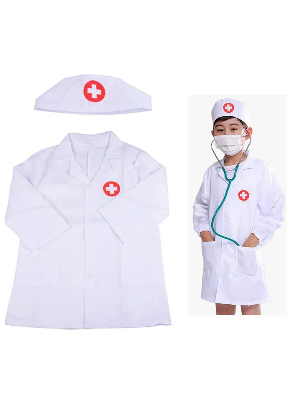 Doctor Lab Coat Role Play Costume Pretend Play Jacket for Kids Girls,Doctor Dress Up Outfit for Birthday Gift