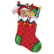 Peek-A-Boo Teddy Christmas 18" Stocking Kit, 18 Bucilla felt applique kit By Bucilla