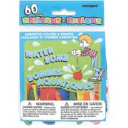 Latex Water Balloons, Assorted, 60ct