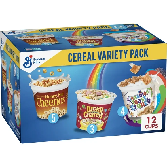 General Mills Cereal Cups Variety Pack, 19.7 oz (12 Cups)