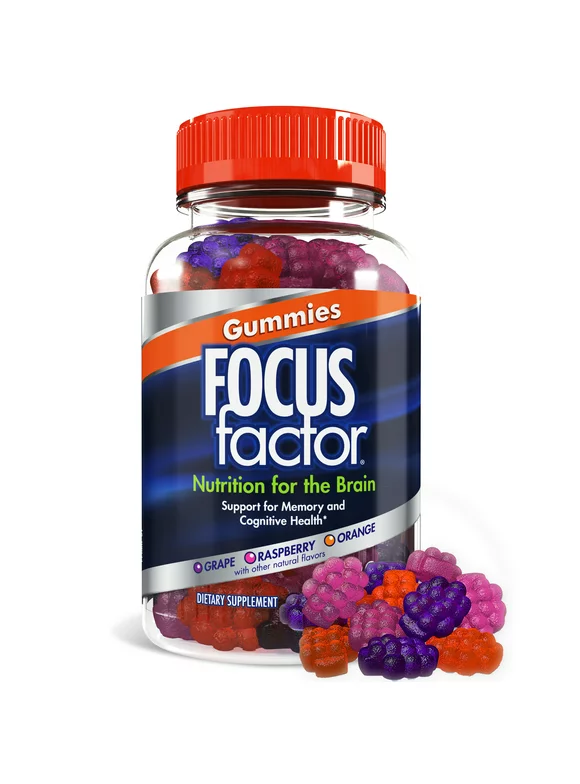 Focus Factor Gummies, 60 Count - Brain Health Supplement with Phosphatidylserine, Bacopa, Huperzine
