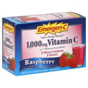 Emergen-C Vitamin C 1000mg Powder (30 Count, Raspberry Flavor, 1 Month Supply), With Antioxidants, B Vitamins And Electrolytes, Dietary Supplement Fizzy Drink Mix, Caffeine Free