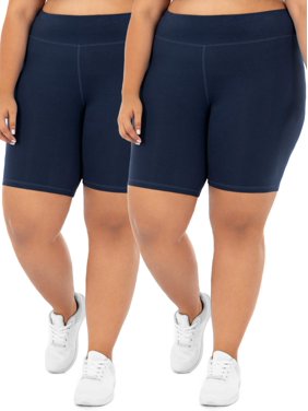 Athletic Works Women's Plus Size Active 2-Pack Bike Shorts Bundle