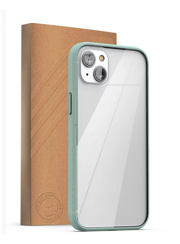 Encased Planet Eco Case, Designed for iPhone 14 - Earth Friendly 100% Biodegradable Compostable Bio Case and Packaging (Sage Green)