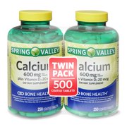 Spring Valley Calcium & D3 Coated Tablets, 250 Count, 2 Pack