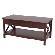 Ktaxon Coffee Table with Drawers and Storage Shelf, Accent Cocktail Table Occassional Table for Living Room Furniture,Brown