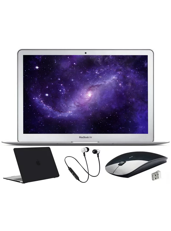 Apple MacBook Air, 13.3-inch, Intel Core i5, 4GB RAM, Mac OS, 128GB SSD, Bundle: Black Case, Wireless Mouse, Bluetooth Headset - Silver