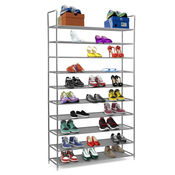 Ktaxon Shoe Rack 50 Pairs Tower Organizer Cabinet Storage Black / Gray