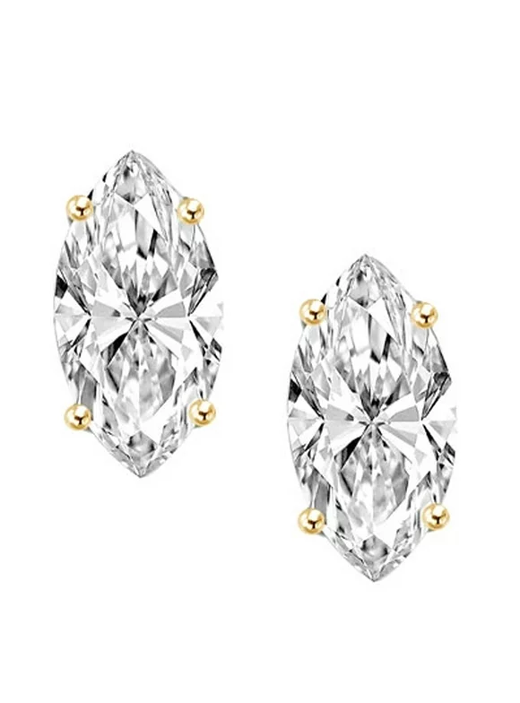 Diamond Essence Stud Earrings with Marquise cut Stones - VED562