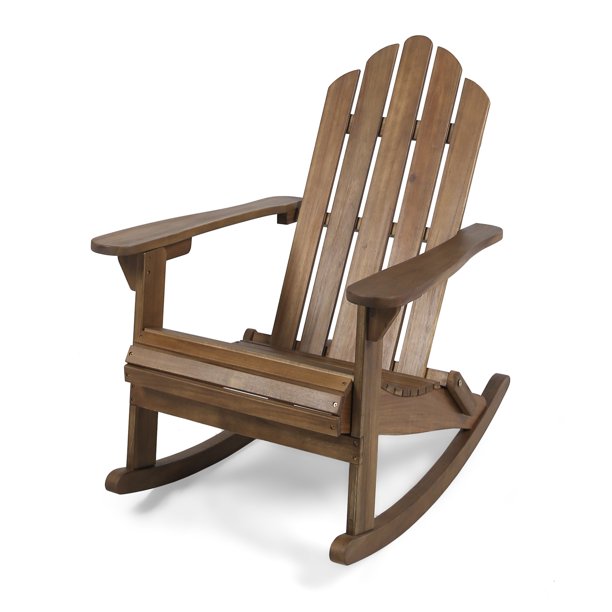 Cara Outdoor Adirondack Acacia Wood Rocking Chair, Dark Brown Finish
