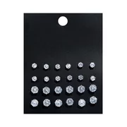12Pcs Stainless Steel Assorted Shiny Crystal Zircon Earring Studs Pins Set