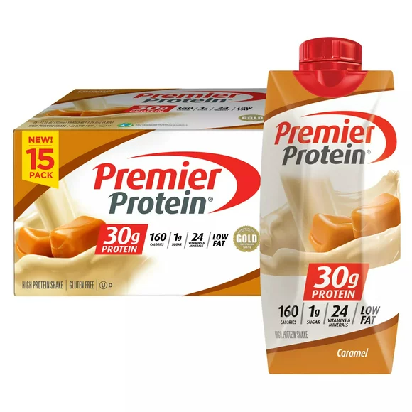 Premier Protein High Protein Shake, Caramel, 11 Fluid Ounce (15 Pack)