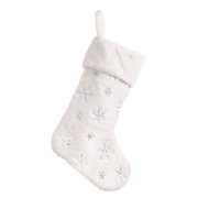 Black Friday Clearance Deal Pretty Comy Snowflakes Embroidered White Plush Christmas Stockings Candy Socks Gifts Bag With Hanging Loops Xmas Tree Fireplace Seasonal Decorations