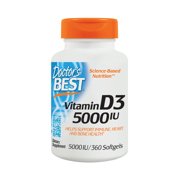 Doctor's Best Vitamin D3 5000IU, Non-GMO, Gluten Free, Soy Free, Regulates Immune Function, Supports Healthy Bones, 360 Softgels