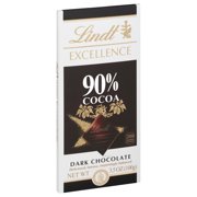 Lindt Excellence 90% Cocoa Dark Chocolate Candy Bar, 3.5 oz.