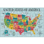 Children's USA Map Puzzle 100 Pieces - Educational Puzzle for Boys and Girls, Kids Puzzles Ages 4-8, Thick 100 Piece Puzzles for Kids Ages 8-10, United States Childrens Puzzles and Toys