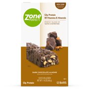 ZonePerfect Protein Bars, Dark Chocolate Almond, 12g of Protein, Nutrition Bars With Vitamins & Minerals, Great Taste Guaranteed, 12 Bars
