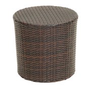Outdoor Wicker Barrel Side Accent Table, Brown