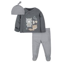 Wonder Nation Baby Boy Outfit Take Me Home Shirt, Cap & Footed Pants, 3-Piece
