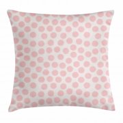 Kids Throw Pillow Cushion Cover, Hand Drawn Style Dots in Pastel Color and Retro Style Sweet Childhood Pattern, Decorative Square Accent Pillow Case, 18 X 18 Inches, Blush and Coconut, by Ambesonne