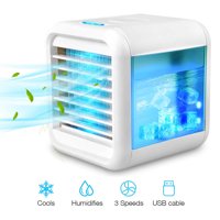 Peroptimist Personal Space Air Cooler, Portable Mini Air Conditioner Fan, Purifier, 3 Speeds, for Office, Dorm (White)