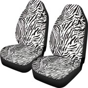FMSHPON Set of 2 Car Seat Covers Zebra Skin 3D Universal Auto Front Seats Protector Fits for Car,SUV Sedan,Truck