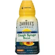Zarbee's Naturals Cough Syrup + Mucus Nighttime with Dark Honey - Herbal Blend with Thyme, Ivy Leaf Extract & Melatonin to Promote a Peaceful Sleep*, Natural Honey Lemon Flavor , 8 Fl. Ounces
