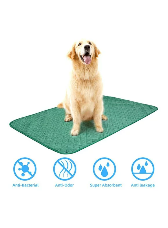 SLPUSH Pet Dog Potty Training Pad Reusable Washable Leak Proof Pee Pad Natural Bamboo Fiber Premium Waterproof Pad /Bed Mat Cleanup Training Soft Absorbent Protection Potty Mat,Green Color,S size