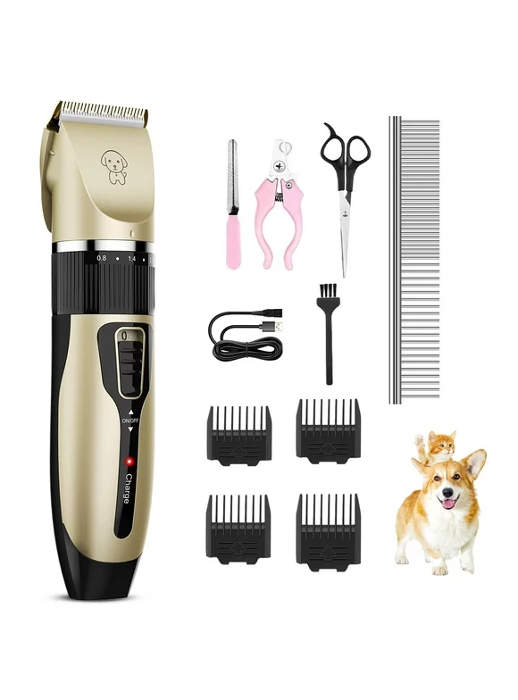 Dog Grooming Clippers Pet Dog Shaver Grooming Hair Clipper Rechargeable Low Noise Cordless Dog Cat Rabbit Hair Trimmer Cutter Kit