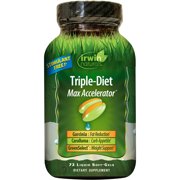 Irwin Naturals Triple-Diet Max Accelerator Fat Burner & Appetite Suppressant Weight Loss Liquid Soft Gels, 72 Ct