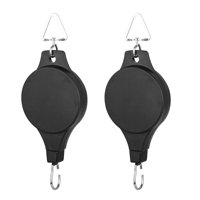 2-pack Plant Retractable Pulley, EEEKit Hanger Hanging Planters Flower Basket Hook for Garden Baskets, Pots and Birds Feeder Hang (High Up and Pull Down)