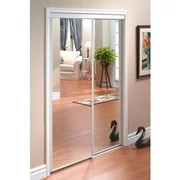 Pinecroft Euroframe Mirror Sliding Door with White Frame Fits 48"wide x 80"high