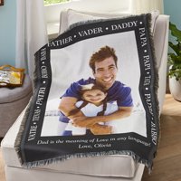 Personalized words of a father photo throw- father