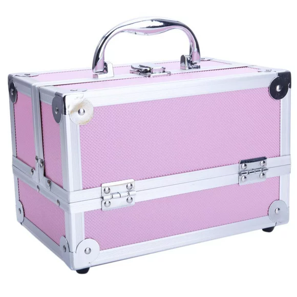 Ktaxon Profassional Makeup Train Case Aluminum Jewelry Storage Box Lockable Cosmetic Organizer Pink