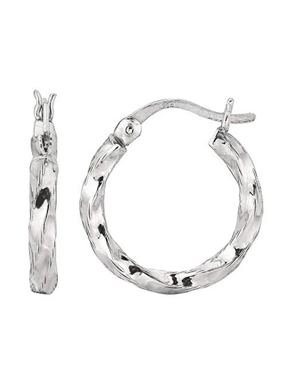 925 Sterling Silver Twisted Hoop Earrings - 3x20mm, (1/8" x 13/16 Inches)