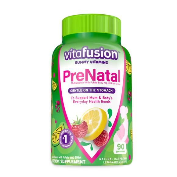 vitafusion PreNatal Gummy Vitamins, Raspberry Lemonade Flavored, Pregnancy Vitamins for Women, 90 Count
