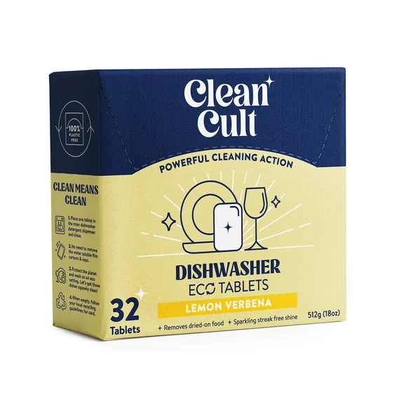 Cleancult Dishwasher Pods, Nature-Inspired Ingredients, Lemongrass, 32 Count