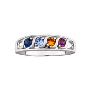 Family Jewelry Personalized Mother's Platinum-Plated or 14K Gold-Plated "S" Curve "I Love You" Birthstone Ring