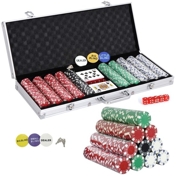 ZENSTYLE 500 Poker Chip Set 11.5 Gram Dice Style Clay Casino Poker Chips W/ Aluminum Case