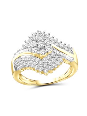 JewelersClub White Diamond 1 Carat Ring with 14K Gold over Silver for Women & Girls