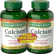 Nature's Bounty Absorbable Calcium, 1200mg, Plus Vitamin D3 25mcg (1,000 IU), 240 Softgels (Pack of 2), Mineral Supplement to Support Bone Health