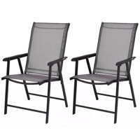 Gymax Fabric Folding Chair (2 Pack), Grey