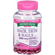 Nature's Truth Superior Strength Hair Skin & Nails with 5000mcg Biotin Dietary Supplement Liquid Softgels 165 ct Bottle