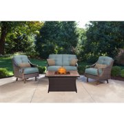 Hanover Ventura 4-Piece Fire Pit Lounge Set with Faux-Stone Tile Top